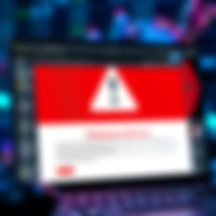 A computer screen displaying a phishing email with a warning about security updates, highlighting the importance of verifying sources.