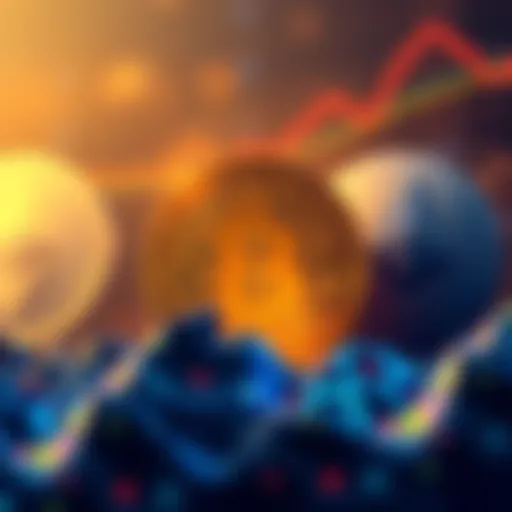 Illustration of Pi Network logo with Bitcoin and Ethereum symbols in the background, showing its rise in the cryptocurrency market