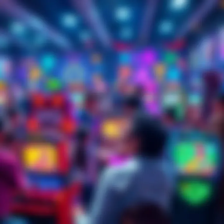 A colorful montage of various mini games available on PiGame with players engaging and having fun