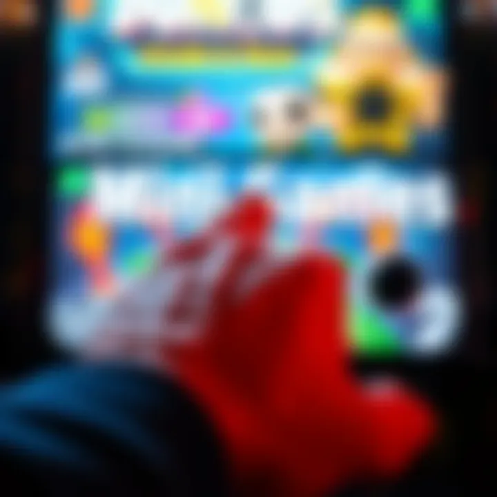 A close-up of a person tapping on a mobile game screen, showing frustration at unresponsive controls.