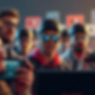 Group of gamers showing frustration over developer decisions, with sarcastic expressions and comments on screens.