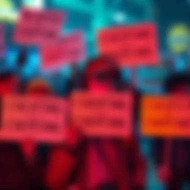 Frustrated players holding signs calling for change in minigames due to cheating