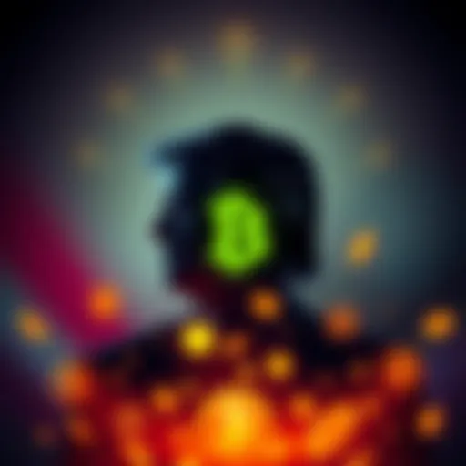 A visual representation of political leadership affecting cryptocurrency markets, featuring a silhouette of a president with digital currency symbols around them.