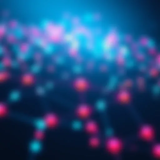 A visual representation of the Polkadot blockchain network with its interconnected nodes and vibrant colors, symbolizing growth and future developments.