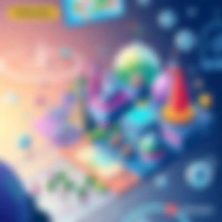 A vibrant illustration showcasing the diverse facilities and innovations within the Polkadot ecosystem, resembling a bustling city.