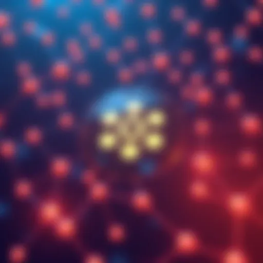 A digital illustration showing the Polkadot logo surrounded by interconnected nodes, symbolizing blockchain technology and decentralization.