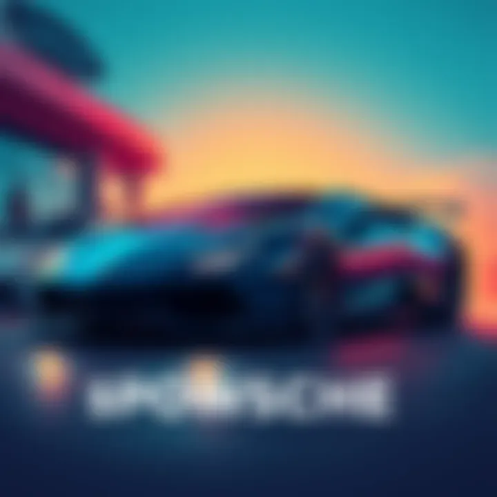 A vibrant illustration showing a sleek luxury car with the $POWSCHE logo, symbolizing the connection between crypto and car enthusiasts.