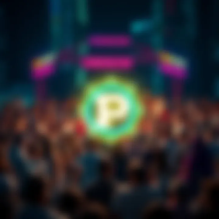 A vibrant community gathering around the POWSCHE logo, symbolizing growth and resilience in the crypto market.