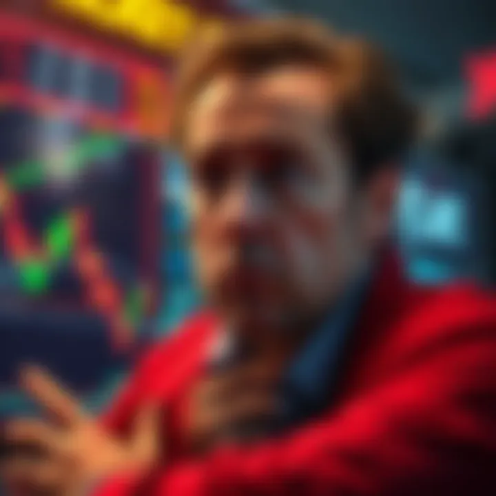 An investor looking worriedly at stock market graphs showing price declines