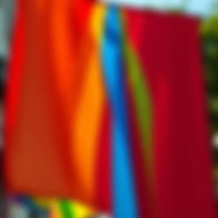 Colorful Pride Banner A vibrant Pride banner with rainbow colors symbolizing LGBTQ+ pride and identity