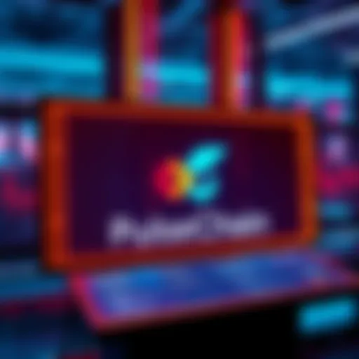 PulseChain V3 Announcement A digital display showing the PulseChain V3 logo with news highlights about new features and improvements.