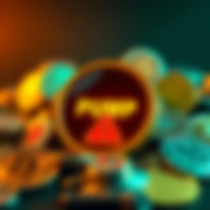 A digital wallet displaying PUMP coin among various cryptocurrencies with a warning sign