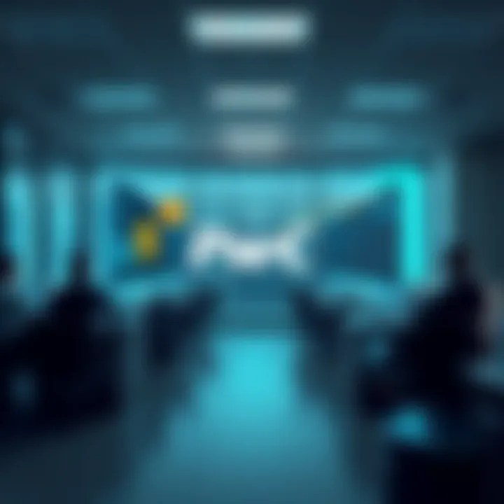 PwC office featuring cryptocurrency symbols and charts reflecting market changes