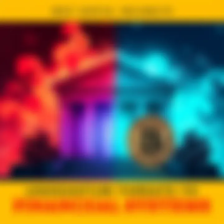 Quantum Threats to Financial Systems A visual representation of quantum technology threatening traditional banks while Bitcoin remains secure, with contrasting images of a bank and a Bitcoin symbol.
