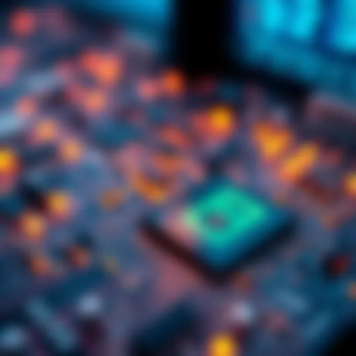 Quantum Computer Circuit A close-up view of a quantum computer circuit with glowing connections, symbolizing advancements in technology.