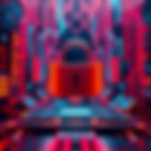A visual representation of a quantum computer with a digital lock symbol to show the threat to encryption methods.