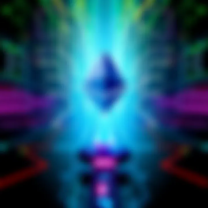 An illustration of a quantum computer looming over the Ethereum logo, symbolizing potential cryptographic threats.