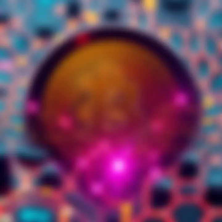 A visual representation of quantum computing impacting Bitcoin, showing a Bitcoin symbol alongside quantum circuit designs.