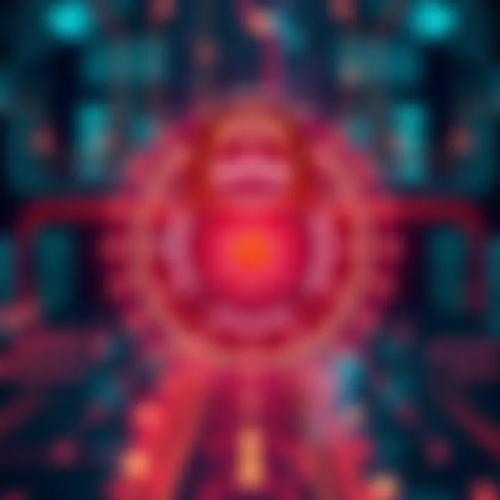 A digital lock representing security for blockchain technology with a quantum computer in the background.