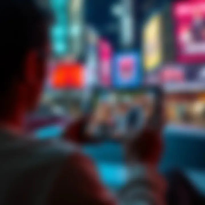 Quick Advertising Strategy A person watching a short commercial on a tablet, looking engaged and attentive