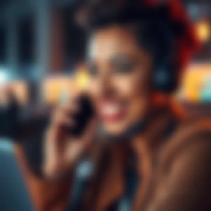 A person smiling while talking on the phone, showing satisfaction after receiving expert support for an issue.