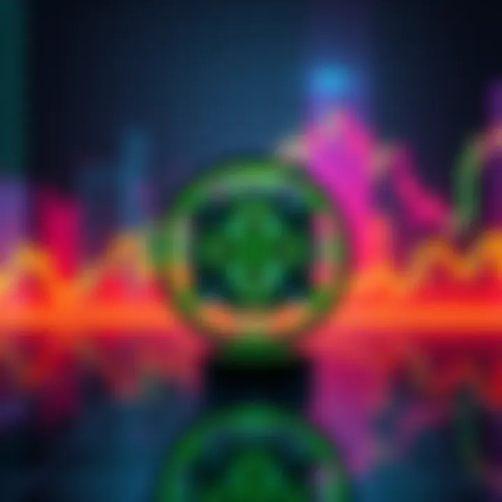 A visual representation of the Radix cryptocurrency symbol with a backdrop of fluctuating market graphs, symbolizing its potential resurgence.