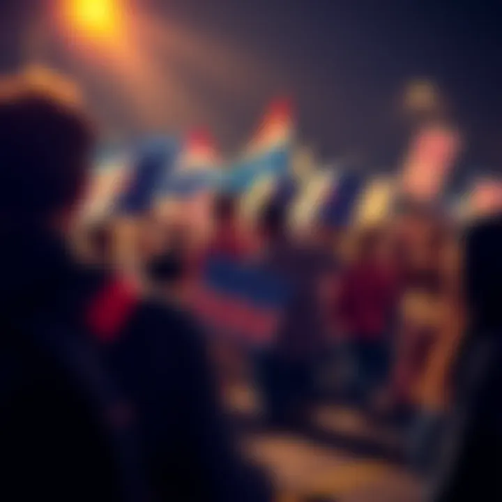Dynamic scene of community members gathering with signs to promote voting against LTC