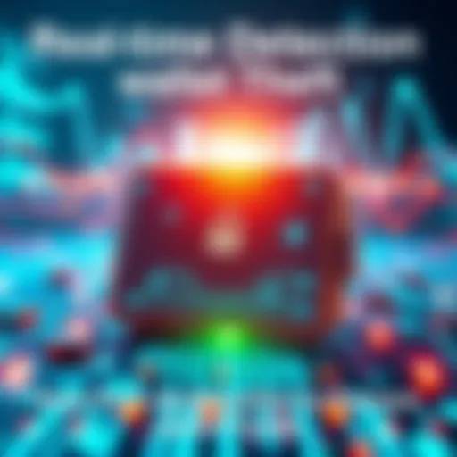 A digital representation of a secure wallet with a lock symbol, showing a redirection of funds back to the owner, illustrating real-time detection technology in action.