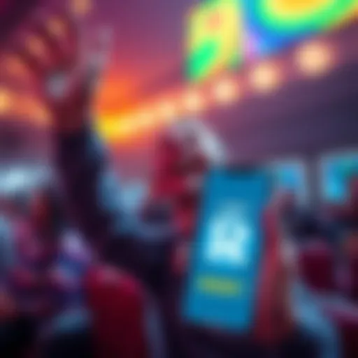 Rebet Sign Up Bonus A person excitedly receiving $20 after signing up for Rebet deposits, with a phone showing the Rebet logo and money symbol.