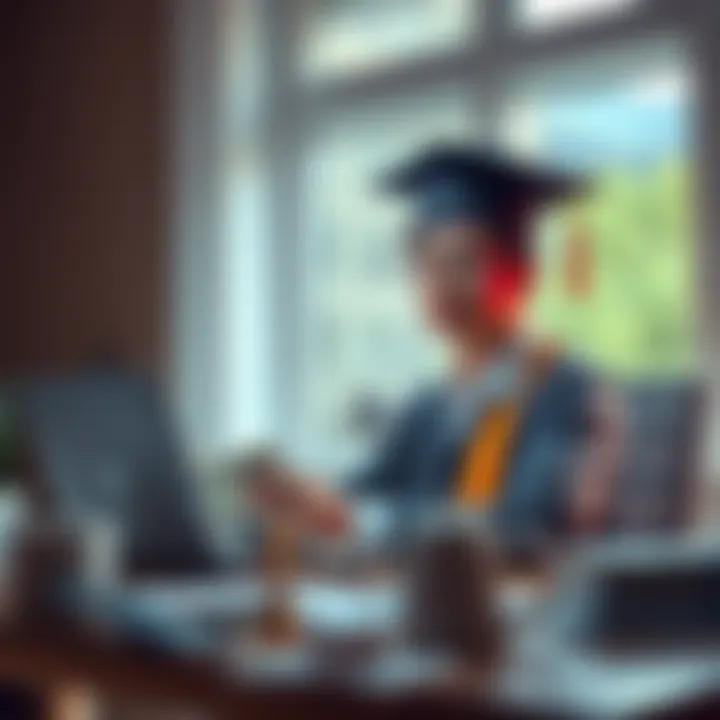 A 22-year-old recent graduate sitting at a desk with a laptop and a stack of dollar bills, planning to invest in SOL cryptocurrency