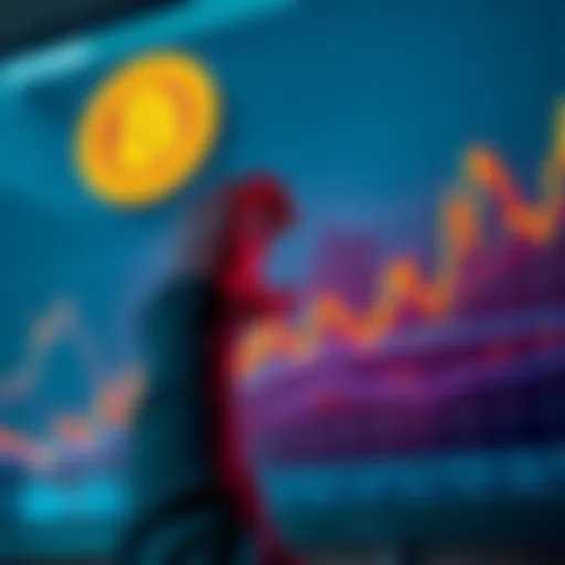 Person looking at a Bitcoin chart with a thoughtful expression, symbolizing regret over not investing earlier.