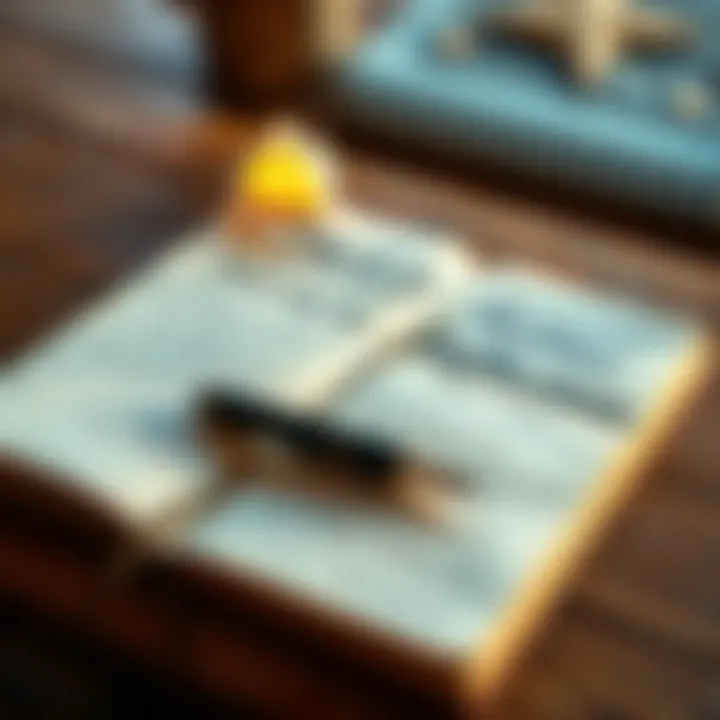 An open notebook on a rustic wooden table with a fountain pen, capturing the essence of introspection and personal growth over the years.