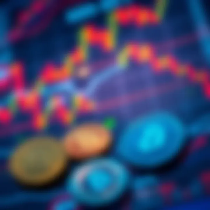 A close-up view of stock market charts and cryptocurrency symbols, depicting uncertainty and strategic planning for investors in light of SEC decisions.