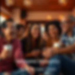 A group of friends laughing together, recalling funny experiences that everyone can relate to