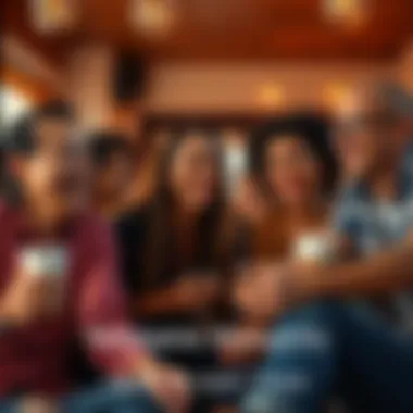 A group of friends laughing together, recalling funny experiences that everyone can relate to