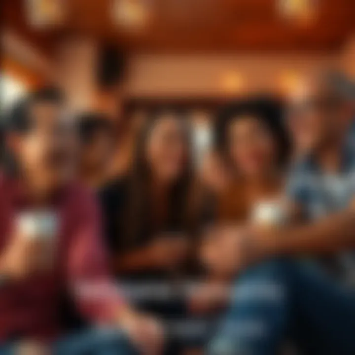 A group of friends laughing together, recalling funny experiences that everyone can relate to
