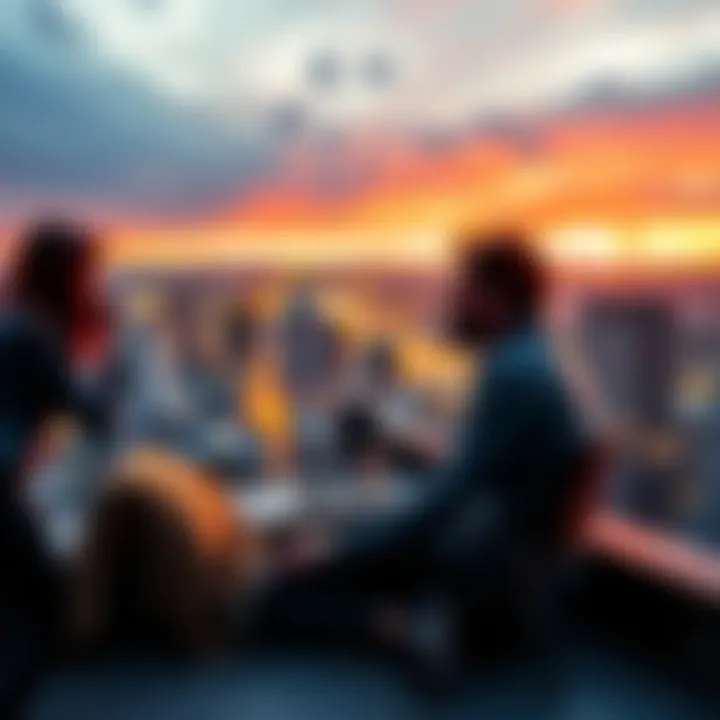 Person enjoying a smoke break while sitting on a rooftop with a city view