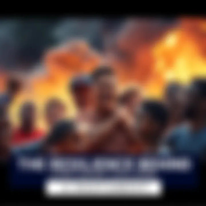 Strong individuals overcoming challenges A group of diverse people showing resilience and support for each other in difficult times