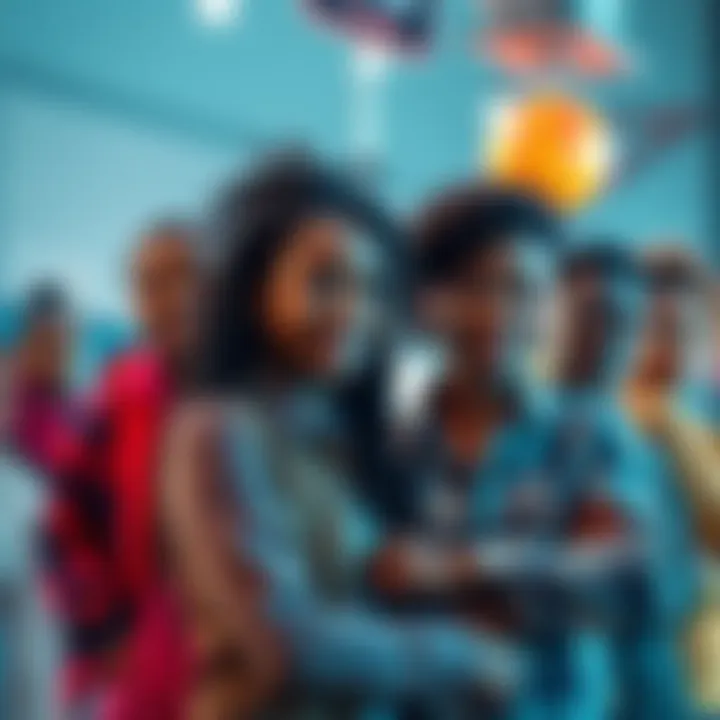 A diverse group of individuals working together to build financial stability through innovation and collaboration.