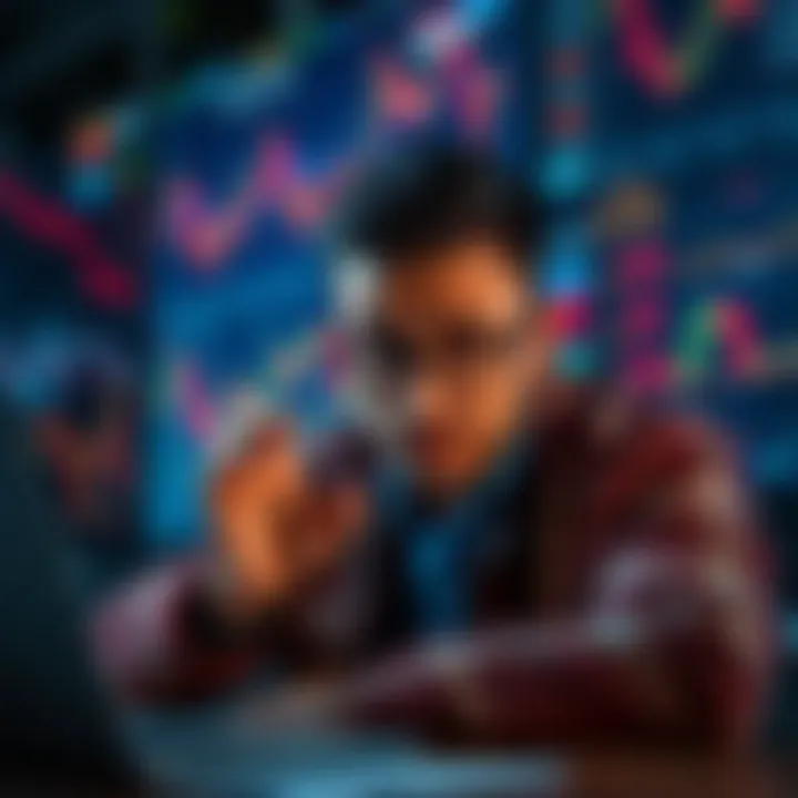 A worried retail investor looks at market graphs and charts, symbolizing caution for October 2026.