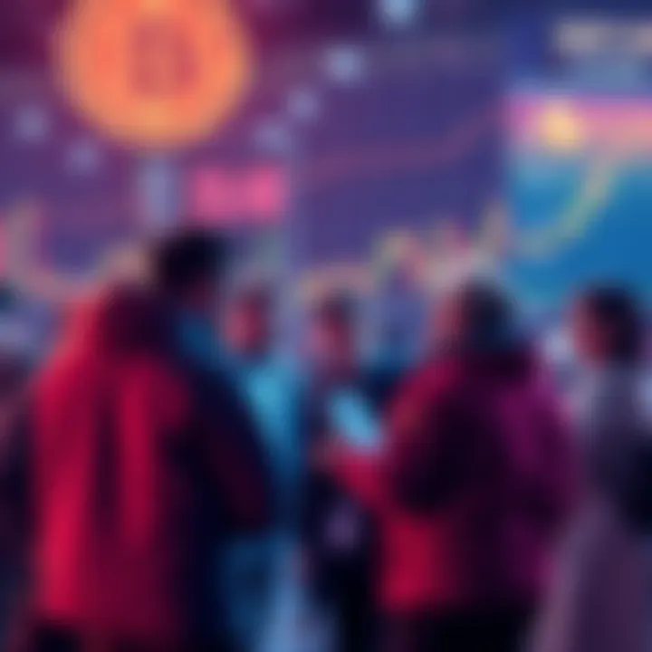 A group of retail investors discussing blockchain projects, with charts and coins visible, reflecting their interest in MetaETH, zkPass, and Momentum ICOs.