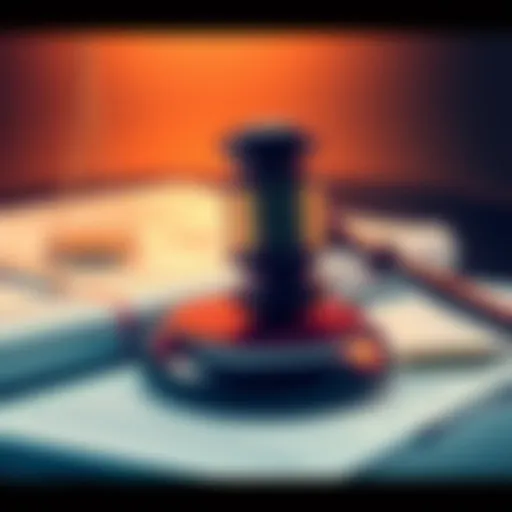 A gavel and legal documents representing the retrial of Roman Storm associated with Tornado Cash in 2026.