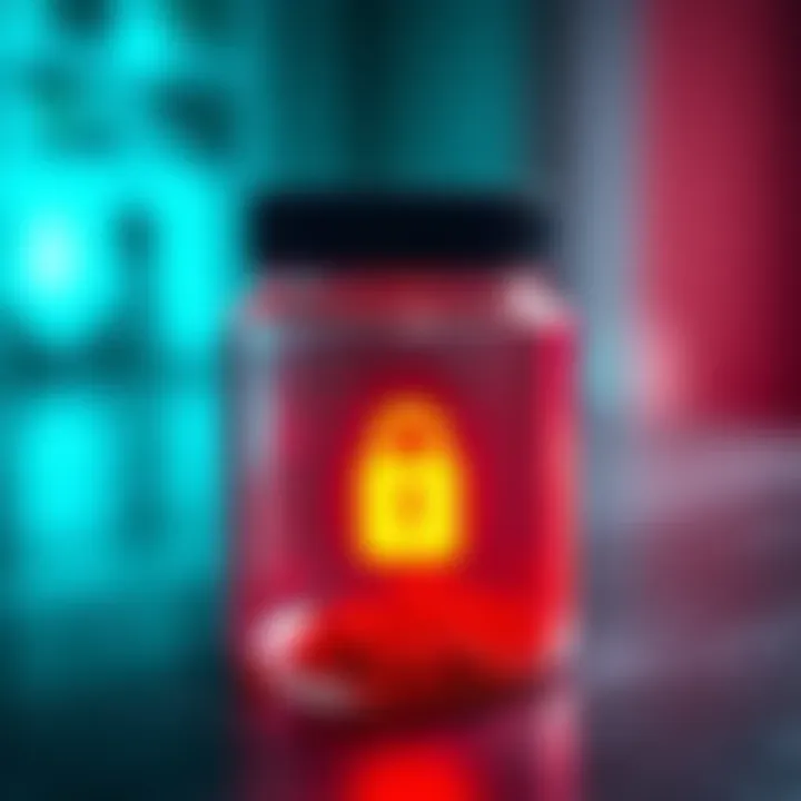 A tamper-evident jar with a unique patterned lid, securely storing sensitive items like a USB stick.