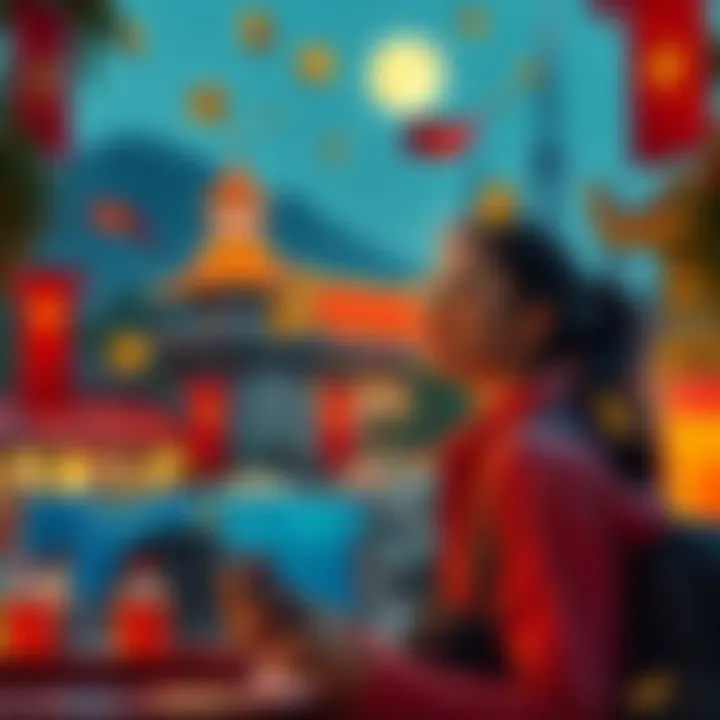 Currency Choices in Vietnam with Revolut A traveler pondering currency options while using a Revolut card in Vietnam, surrounded by Vietnamese landmarks and currency symbols