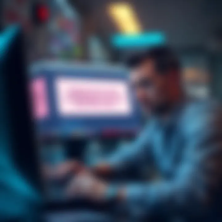 A frustrated business customer looking at a computer screen showing a message about account closure from Revolut.