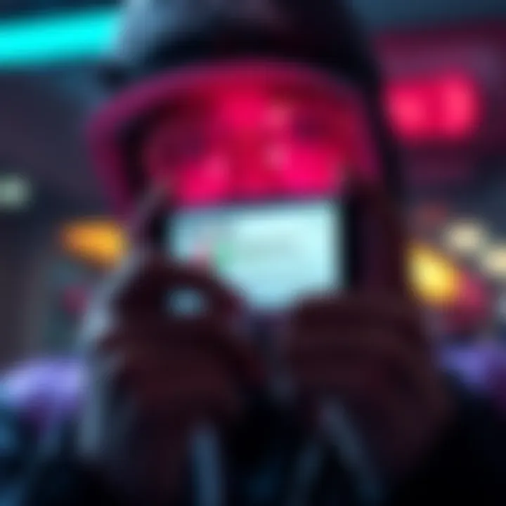 A person looking concerned while viewing a smartphone showing a blocked account notification from Revolut.