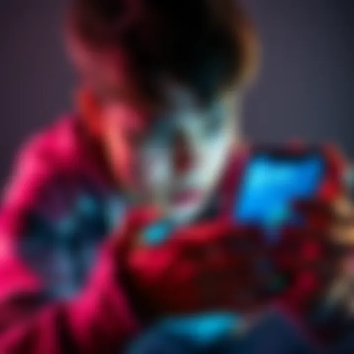 A teenager looking frustrated while using a smartphone showing the Revolut app interface