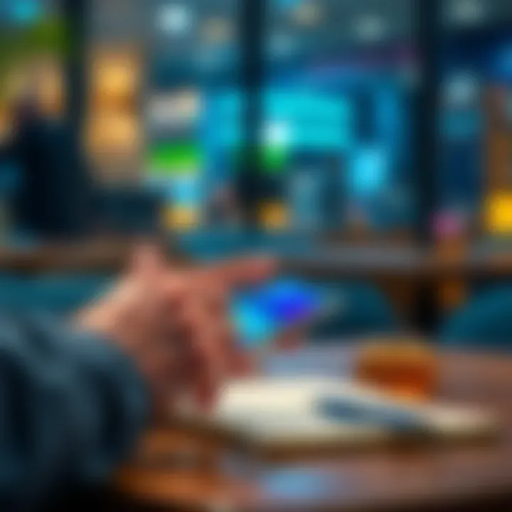 A person using the Revolut banking app on their smartphone while sitting at a table with a notebook and pen.