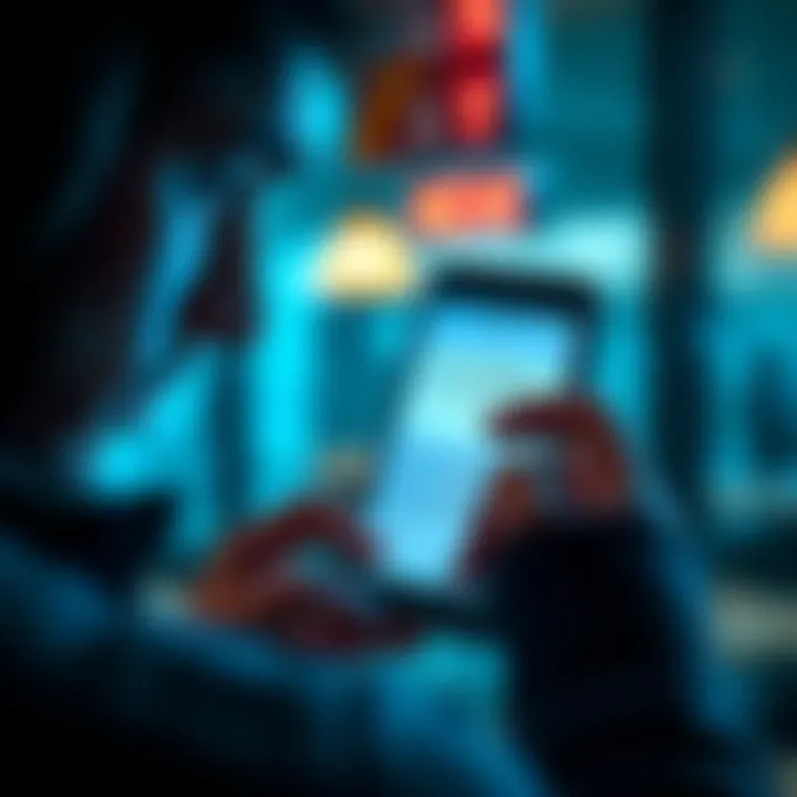 A graphic showing a worried person looking at their phone with a frozen account message, representing concerns about Revolut banking fund freezes.