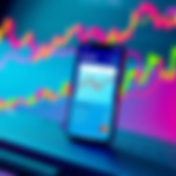 Exploring Investment with Revolut A conceptual illustration of a financial graph with a smartphone displaying the Revolut app interface, emphasizing investment challenges and cash access limitations.